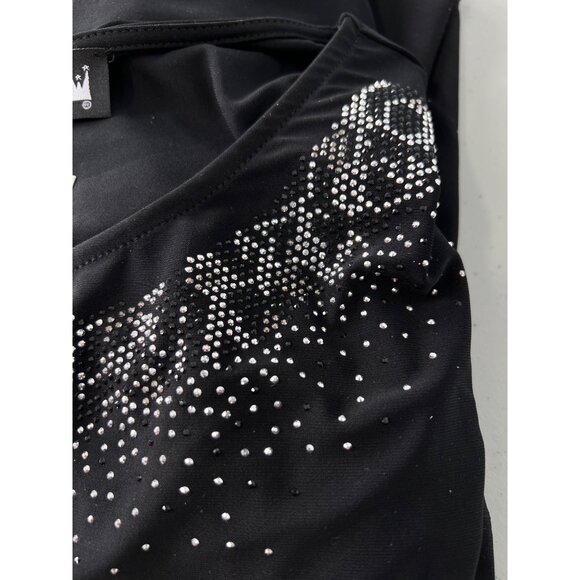 Antthony Embellished Long Sleeve Heat Seal Shirt Size XL Black Silver Chic NEW - Picture 6 of 8